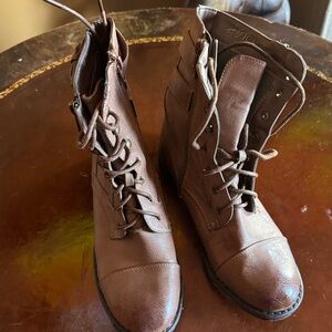 Brown Lace-Up Ankle Boots